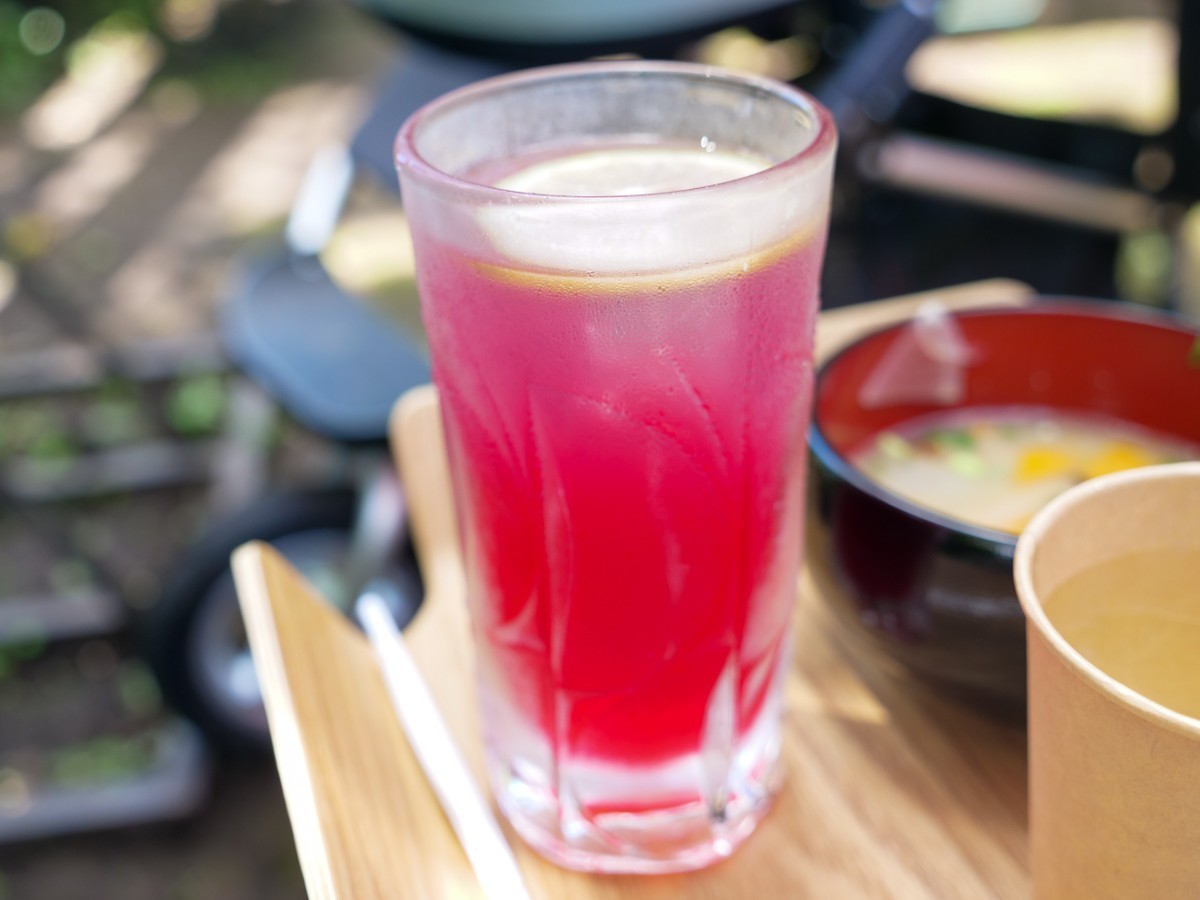 だんごカフェかえる亭御代田 しそジュース炭酸割り