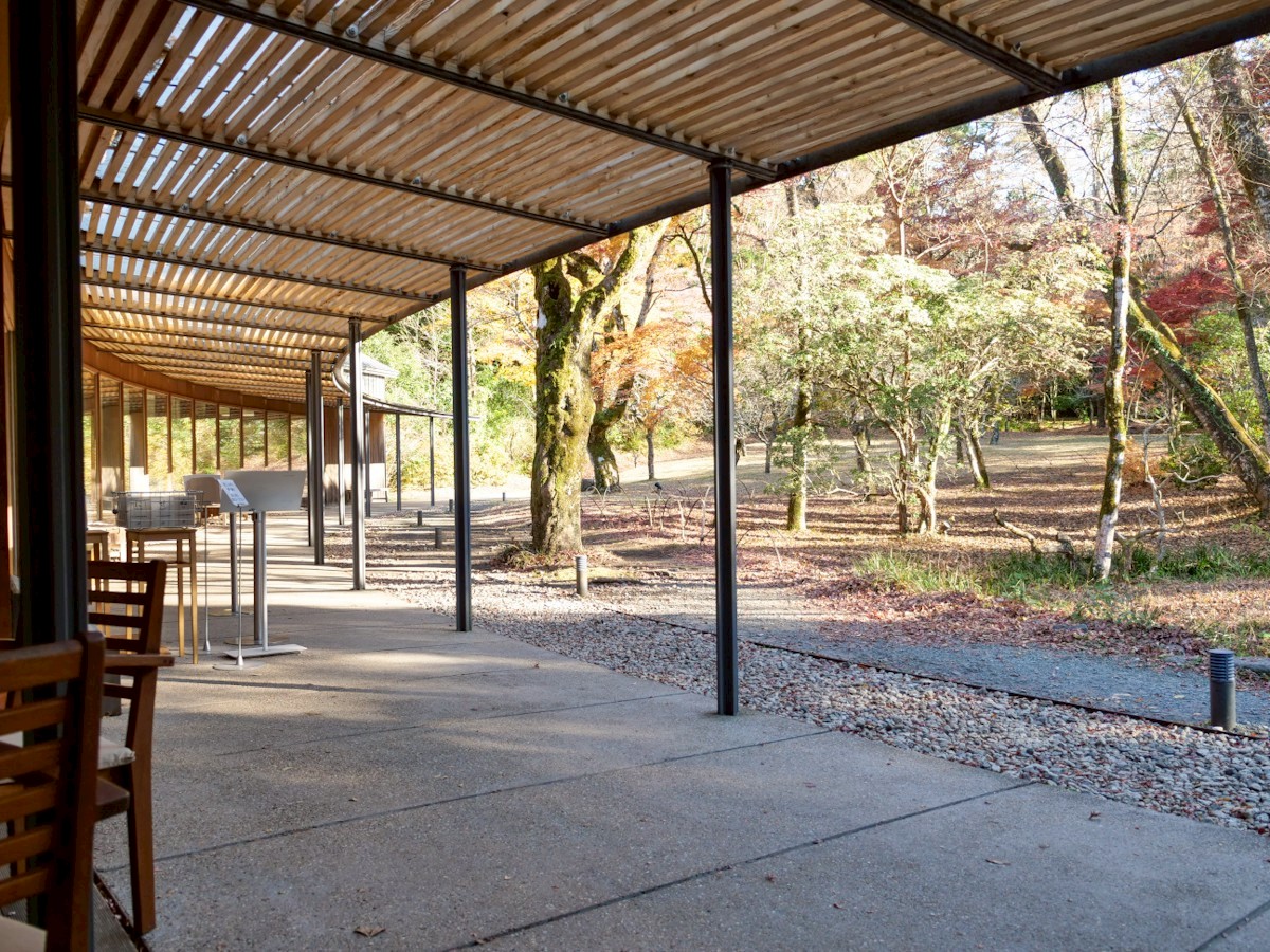 とらや工房 テーブル席から見た庭の様子