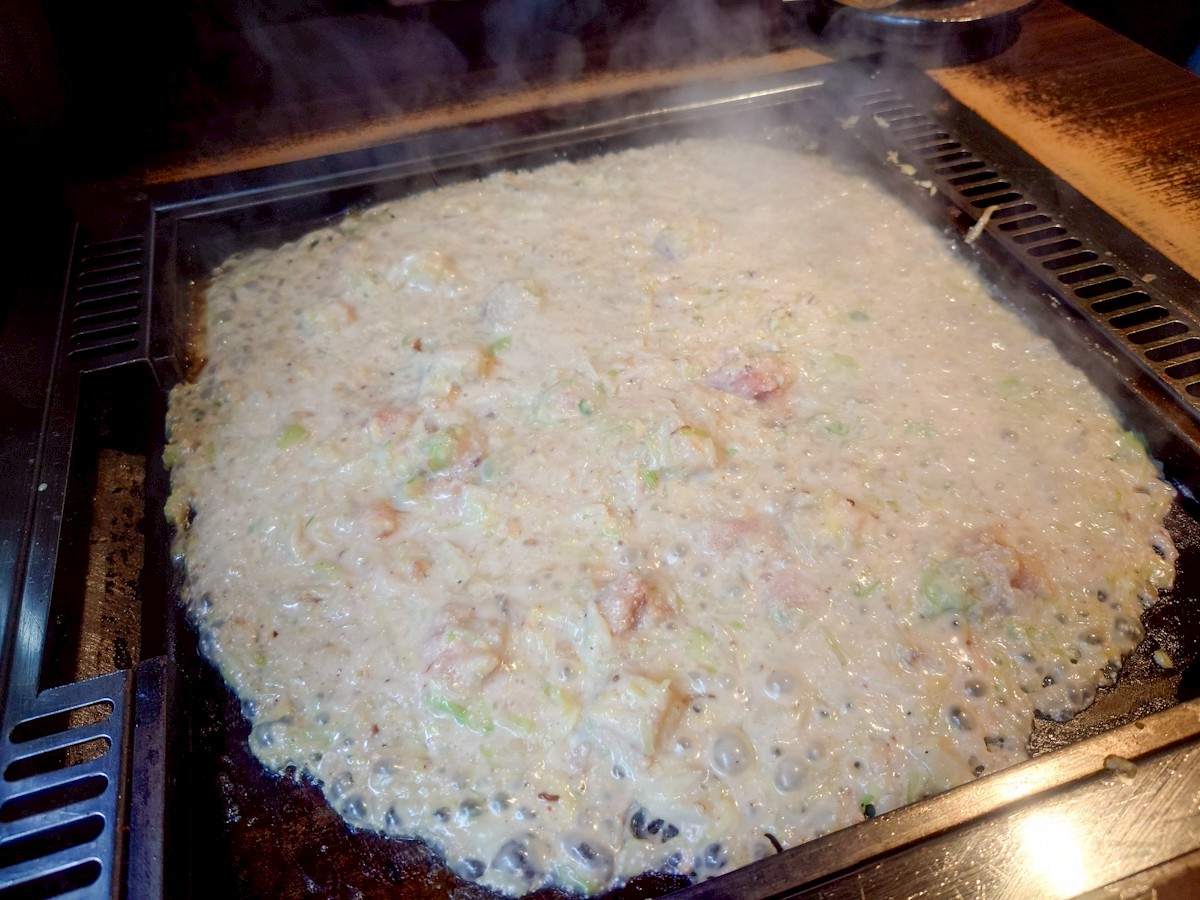 月島もんじゃ もへじ 上野 明太もんじゃ完成